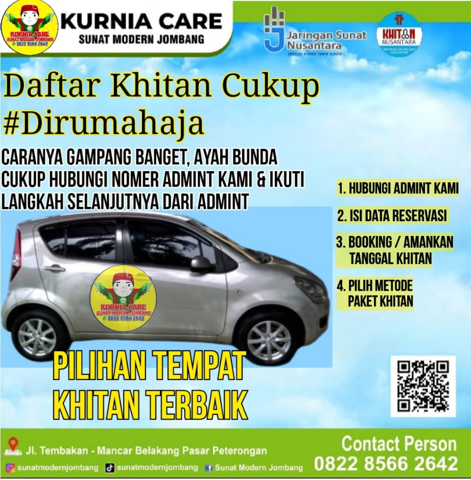 Khitan di Rumah saja, Kenyamanan Tanpa Batas, Hubungi Kami Sekarang.. Hanya di KURNIA CARE - Sunat Modern Jombang 0822.8566.2642