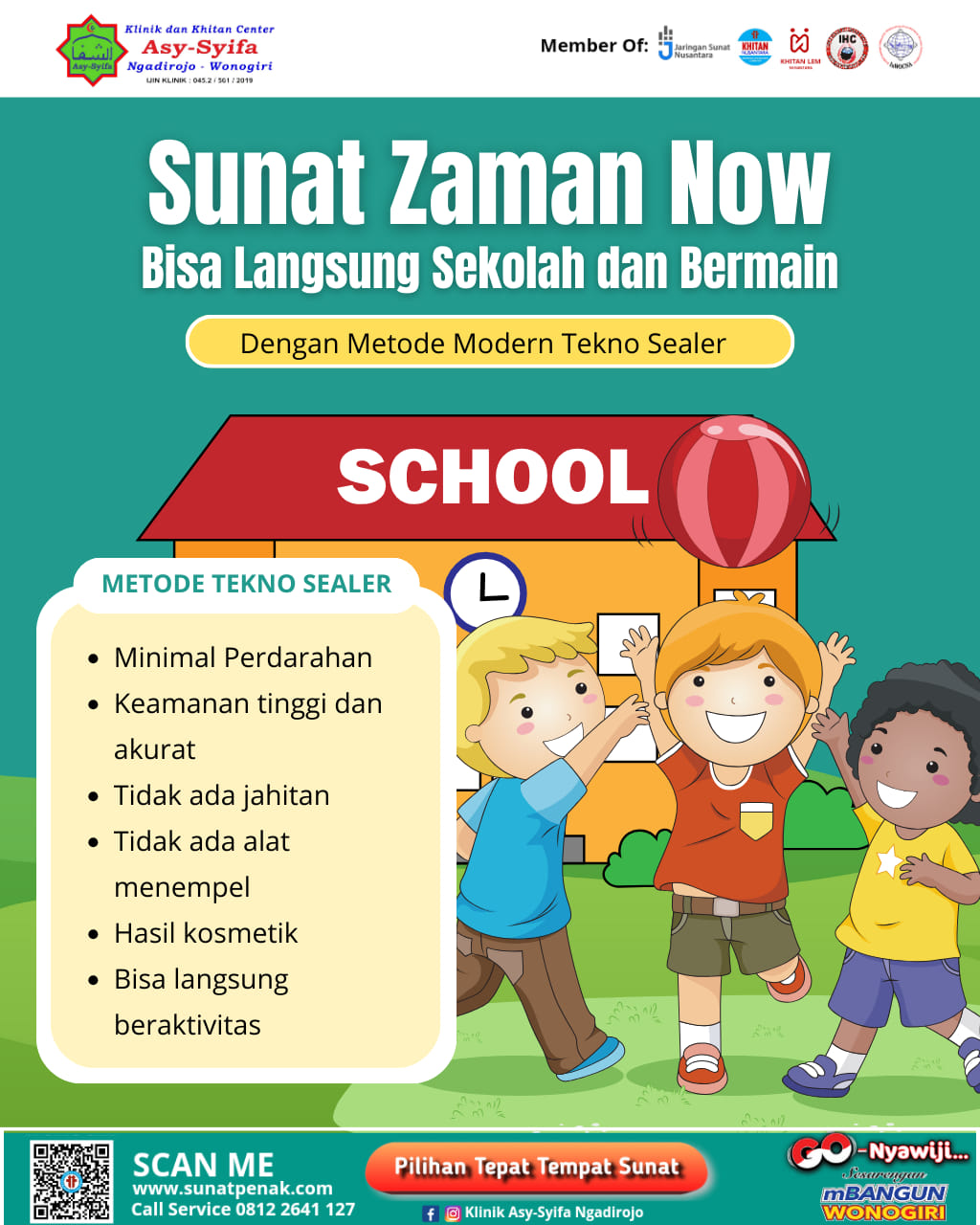 Sunat Zaman Now Bisa Langsung Sekolah dan Bermain Dengan Metode Modern Tekno Sealer Klinik dan Khitan Center Asy Syifa Ngadirojo - 0812 2641 127