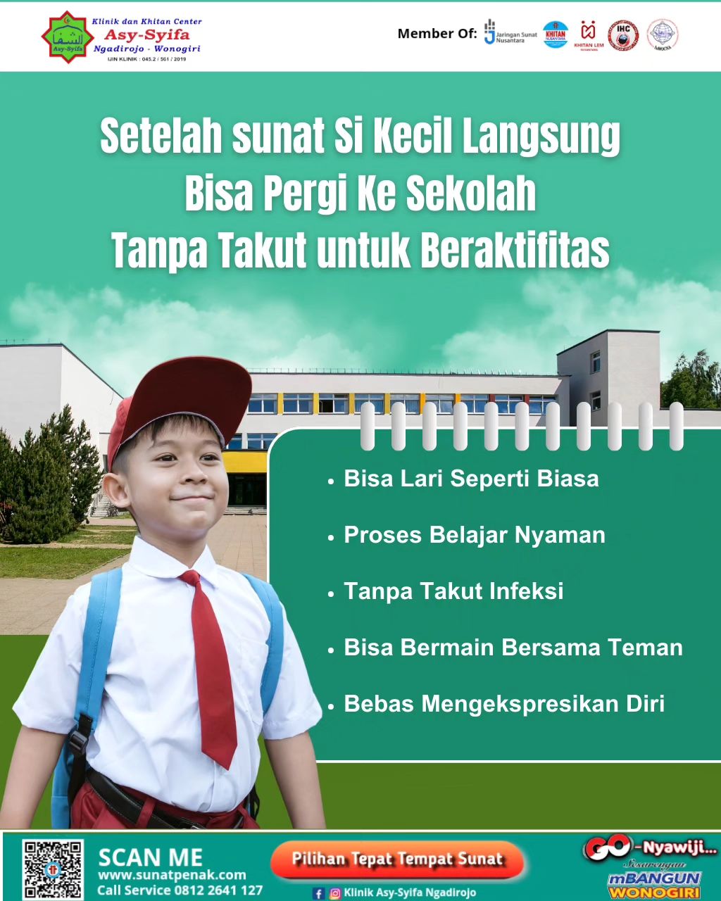 Klinik dan Khitan Center Asy Syifa Ngadirojo : Setelah Sunat Si Kecil Langsung Bisa Pergi Ke Sekolah Tanpa Takut Untuk Beraktifitas - 0812 2641 127