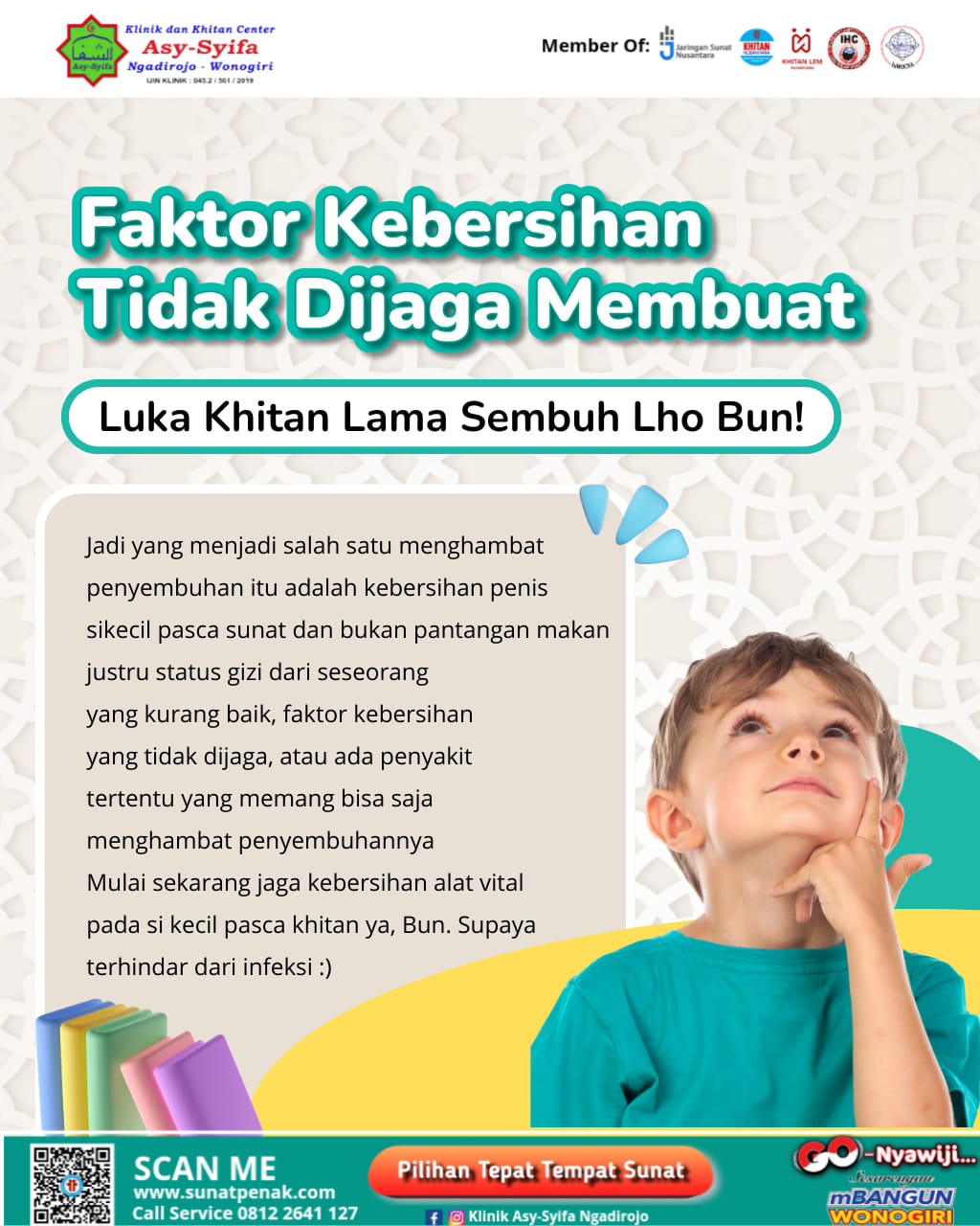 Faktor Kebersihan Tidak Dijaga Membuat Luka Khitan Lama Sembuh Loh Bun! ll Klinik dan Khitan Center Asy Syifa Ngadirojo Wonogiri - 0812 2641 127