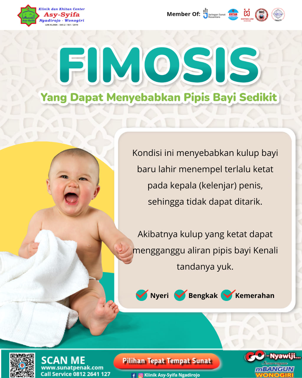Klinik dan Khitan Center Asy Syifa Ngadirojo Wonogiri : Fimosis Dapat Menyebabkan Pipis Bayi Sedikit - 0812 2641 127