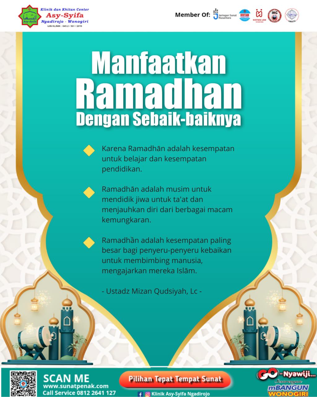Manfaatkan Ramadhan Dengan Sebaik-baiknya ll Klinik dan Khitan Center Asy Syifa Ngadirojo Wonogiri - 0812 2641 127