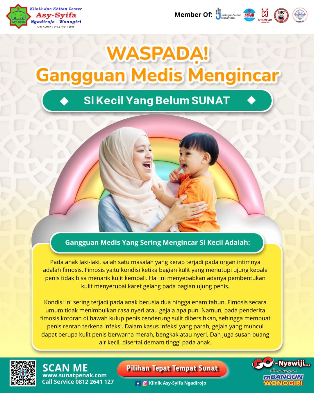 Klinik Asy Syifa Ngadirojo : Waspada Gangguan Medis Mengincar Si Kecil Yang Belum Sunat - 0812 2641 127
