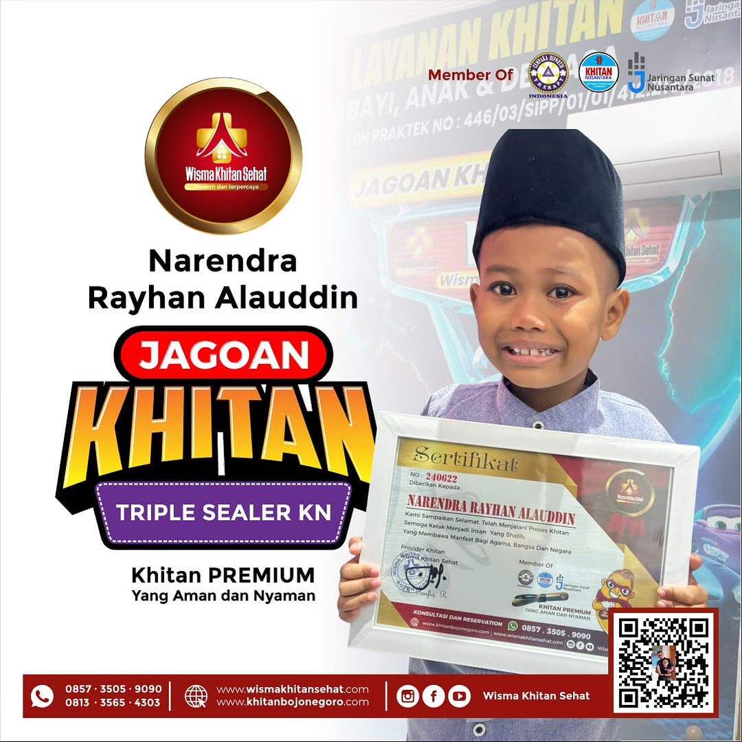 Jagoan Khitan Wisma Khitan Sehat : Khitan Metode Tiple Sealer KN di Bojonegoro - 0857 3505 9090
