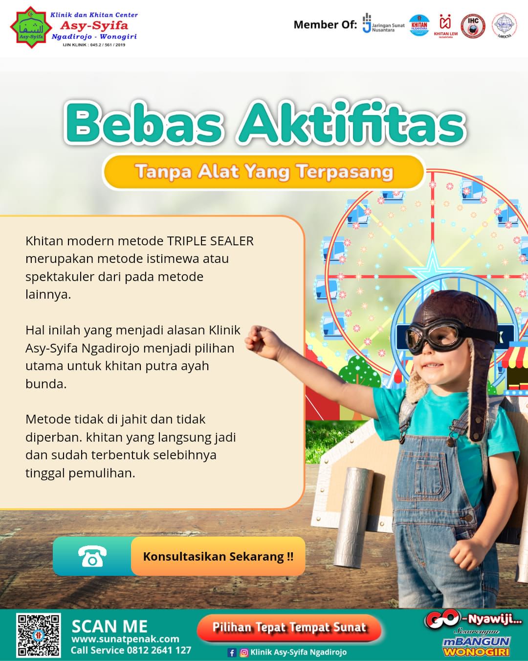 Khitan Metode Triple Sealer di Klinik Asy Syifa Ngadirojo : Bebas Aktifitas Tanpa Alat Yang Terpasang - 0812 2641 127