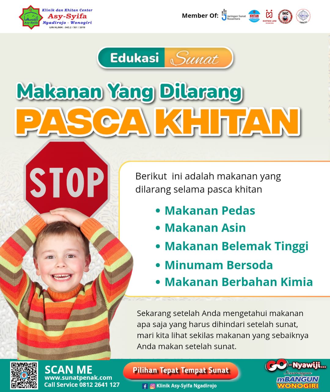 Edukasi Sunat Edukasi Sunat : Makanan Yang Dilarang Pasca Khitan Menurut Klinik Asy Syifa Ngadirojo - 0812 2641 127