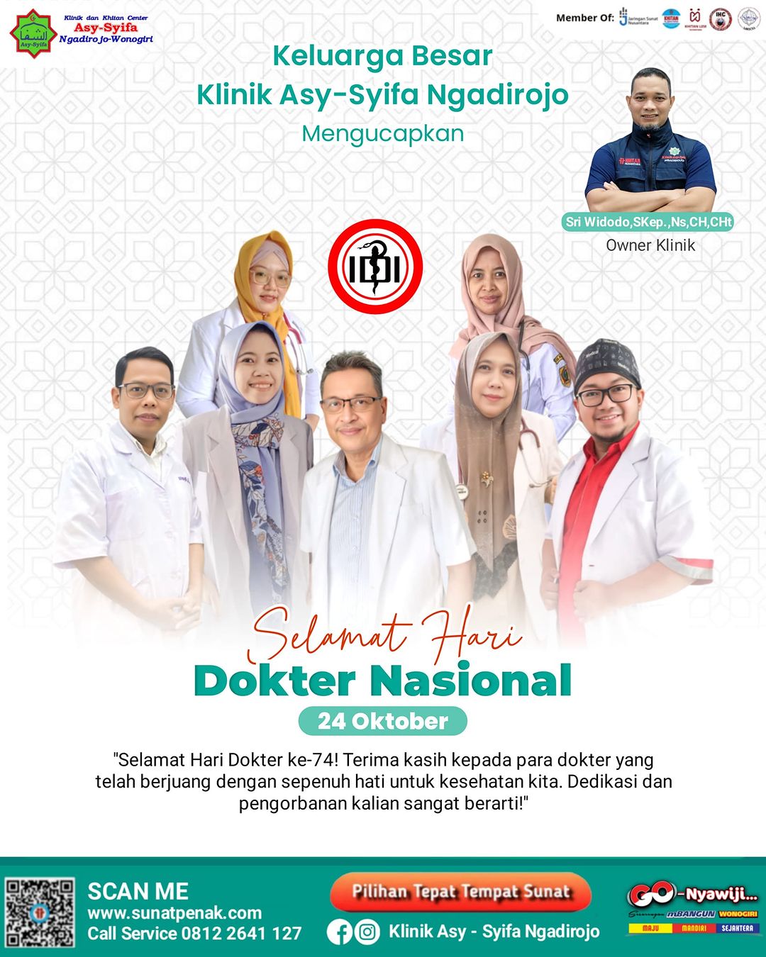 Keluarga Besar Klinik Asy Syifa Ngadirojo Mengucapkan Selamat Hari Dokter Nasional - 0812 2641 127