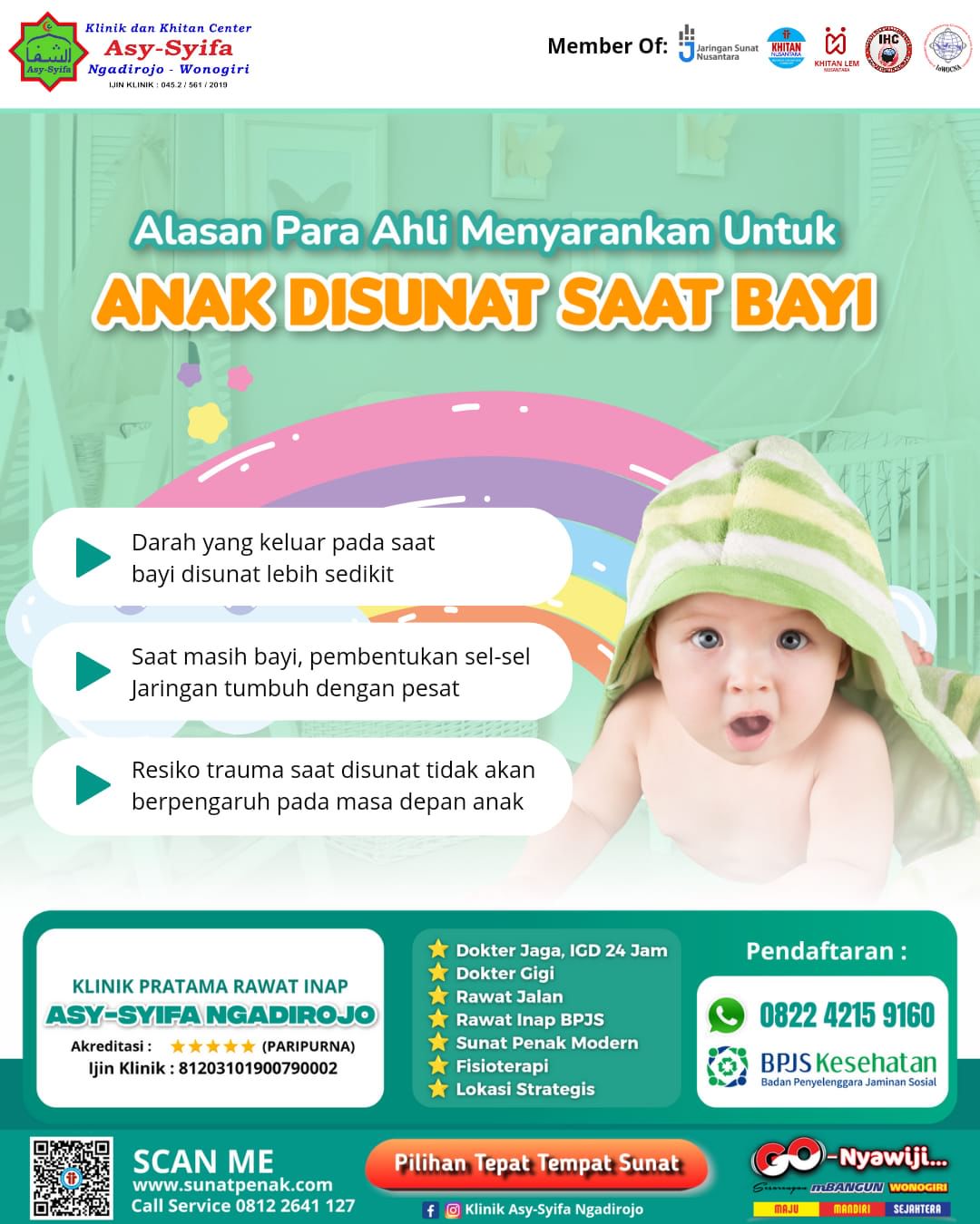 Klinik Asy Syifa Ngadirojo : Alasan Para Ahli Menyarankan Anak di Sunat Saat Bayi - 0812 2641 127