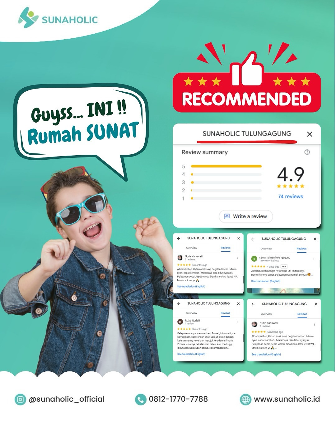 GUYS! Ini Nih Rumah Sunat Paling Recomended – Klinik Sunaholic! Sudah Ada di Tulungagung, Blitar & Kediri. Testimoni Mantap, Hasil Memuaskan!