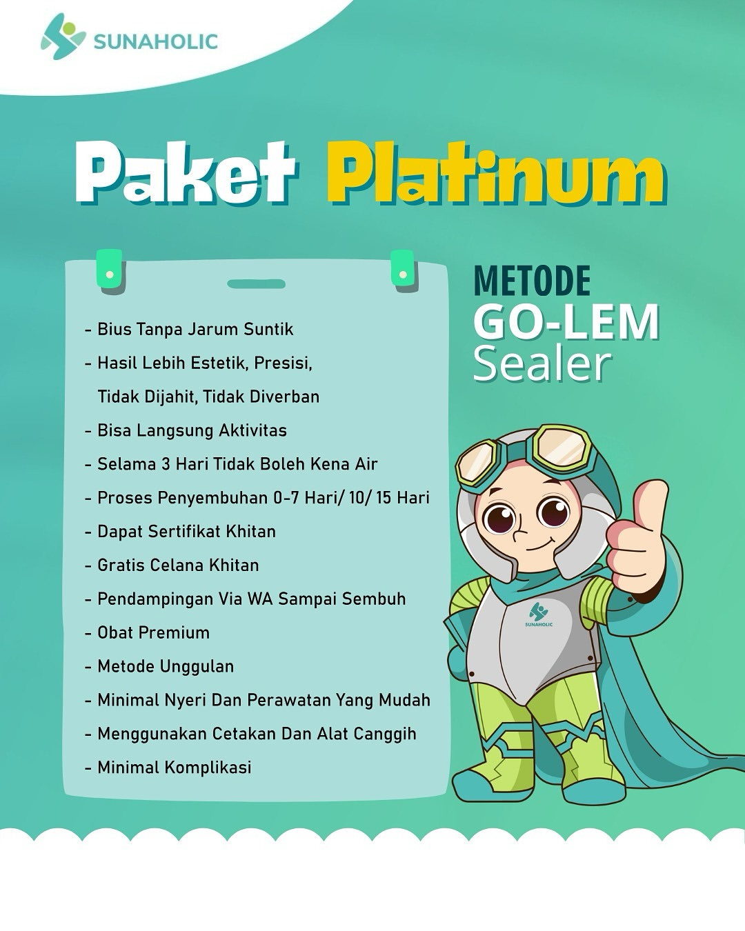 Paket Platinum Sunaholic: Sunat Metode GO-LEM Sealer – Best Seller! Tanpa Sakit, Cepat Pulih, dan Hasil Rapi!